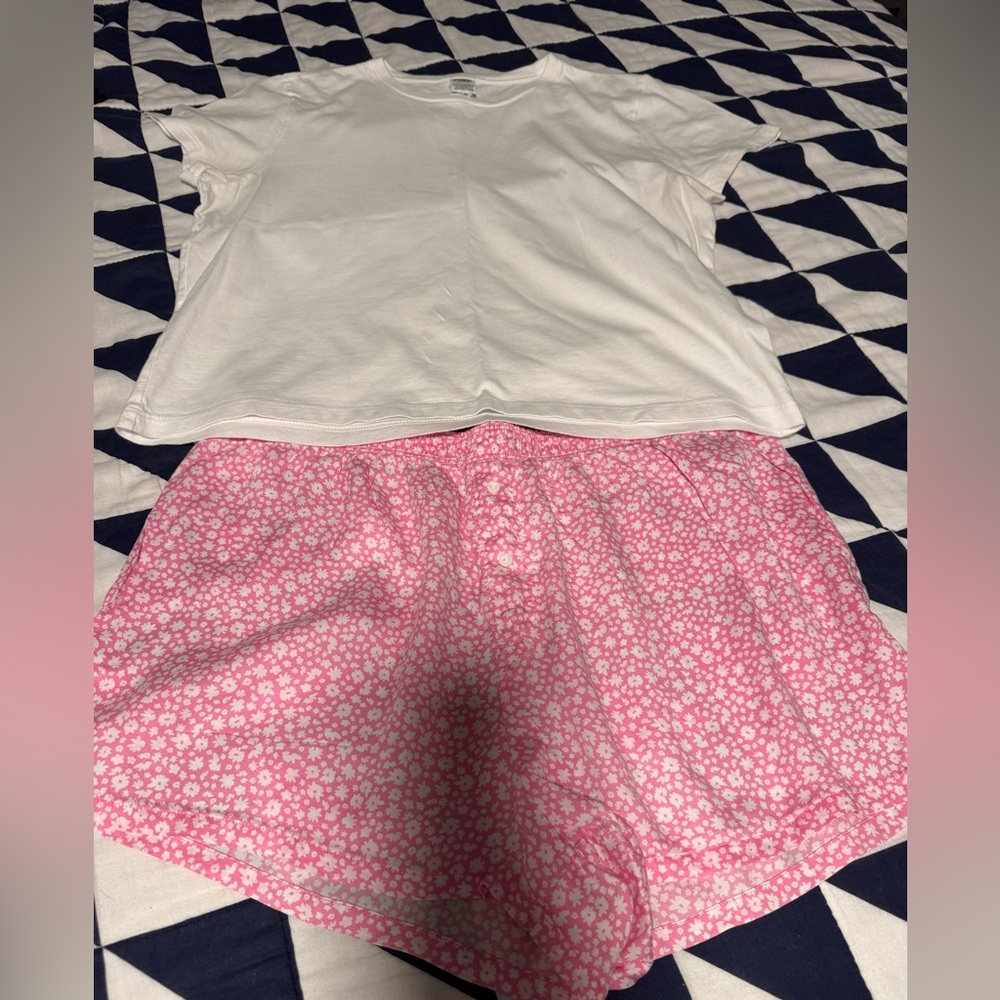 PINK by Victorias Secret short boxers and cotton shirt set SIZE MED